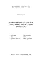 Quản lý và khai thác các công trình thủy lợi trên địa bàn huyện tân yên  