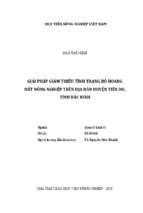 Giải pháp giảm thiểu tình trạng bỏ hoang đất nông nghiệp trên địa bàn huyện tiên du, tỉnh bắc ninh  