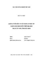 Quản lý vốn đầu tư xây dựng cơ bản từ ngân sách nhà nước trên địa bàn thị xã từ sơn, tỉnh bắc ninh  