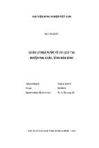 Quản lý nhà nước về du lịch tại huyện mai châu, tỉnh hòa bình  