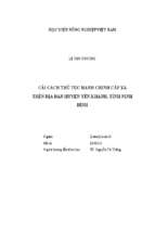 Cải cách thủ tục hành chính cấp xã trên địa bàn huyện yên khánh, tỉnh ninh bình  