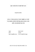 Tăng cường quản lý thực hiện các thủ tục hành chính trên địa bàn quận long biên, thành phố hà nội  