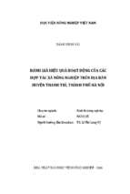 đánh giá hiệu quả hoạt động của các hợp tác xã nông nghiệp trên địa bàn huyện thanh trì, thành phố hà nội  