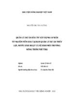 Quản lý dự án đầu tư xây dựng cơ bản từ nguồn vốn oda tại ban quản lý dự án thủy lợi, nước sinh hoạt và vệ sinh môi trường nông thôn phú thọ  