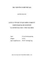 Quản lý vốn đầu tư xây dựng cơ bản từ nguồn ngân sách cấp huyện tại huyện thái thụy, tỉnh thái bình  