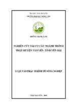 Nghiên cứu tái cơ cấu ngành trồng trọt huyện văn yên tỉnh yên bái