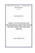 Luận án tiến sĩ nghiên cứu sự thay đổi hàm lượng malondialdehyde ở bệnh nhân ung thư đại tràng trước và sau phẫu