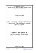 Nâng cao hiệu quả sử dụng vốn tín dụng cho hộ nông dân ở thành phố cẩm phả tỉnh quảng ninh