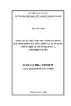 đánh giá kết quả chương trình tín dụng học sinh sinh viên nông thôn tại ngân hàng chính sách xã hội huyện đại từ tỉnh thái nguyên