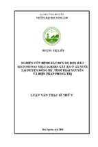 Nghiên cứu bệnh đầu đen do đơn bào histomonas meleagridis gây ra ở gà nuôi tại huyện đồng hỷ tỉnh thái nguyên và biện pháp phòng trị