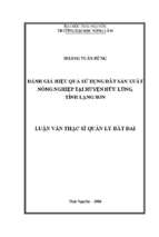 đánh giá hiệu quả sử dụng đất sản xuất nông nghiệp tại huyện hữu lũng tỉnh lạng sơn