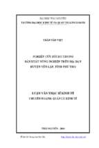 Nghiên cứu rủi ro trong sản xuất nông nghiệp trên địa bàn huyện yên lập tỉnh phú thọ