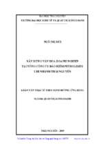 Xây dựng văn hóa doanh nghiệp tại tổng công ty bảo hiểm petrolimex chi nhánh thái nguyên