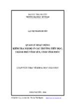 Quản lý hoạt động kiểm tra nội bộ ở các trường tiểu học thành phố vĩnh yên tỉnh vĩnh phúc