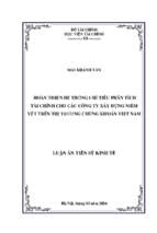 Hoàn thiện hệ thống chỉ tiêu phân tích tài chính cho các công ty xây dựng niêm yết trên thị trường chứng khoán việt nam