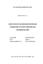 Quản lý nợ xấu tại ngân hàng thương mại cổ phần đầu tư và phát triển việt nam chi nhánh bắc ninh  