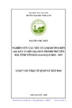 Nghiên cứu các yếu tố ảnh hưởng đến giá đất ở trên địa bàn thành phố yên bái tỉnh yên bái giai đoạn 2015 2017