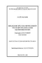 Mối quan hệ giữa tăng trưởng kinh tế với vấn đề công bằng xã hội tại tỉnh thái nguyên