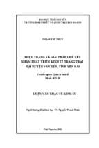 Thực trạng và giải pháp chủ yếu nhằm phát triển kinh tế trang trại tại huyện văn yên tỉnh yên bái