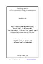Phân tích các yếu tố ảnh hưởng đến sự thỏa mãn công việc của công chức viên chức tại chi cục thuế thành phố bắc giang tỉnh bắc giang
