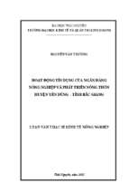 Hoạt động tín dụng của ngân hàng nông nghiệp và phát triển nông thôn huyện yên dũng tỉnh bắc giang