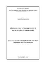 Nâng cao chất lượng dịch vụ y tế tại bệnh viên đa khoa an phú