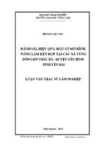 đánh giá hiệu quả một số mô hình nông lâm kết hợp tại các xã vùng đông hồ thác bà huyện yên bình tỉnh yên bái