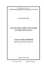 Giải pháp phát triển công nghiệp của tỉnh tuyên quang