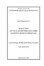 Quản lý thuế đối với các doanh nghiệp nông nghiệp ngoài quốc doanh tại tỉnh bắc kạn