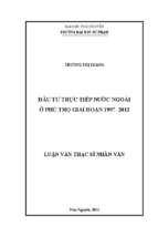 đầu tư trực tiếp nước ngoài ở phú thọ giai đoạn 1997 2012