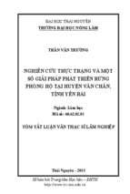 Nghiên cứu thực trạng và một số giải pháp phát triển rừng phòng hộ tại huyện văn chấn tỉnh yên bái