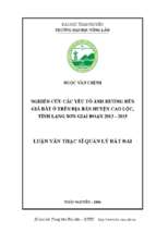 Nghiên cứu các yếu tố ảnh hưởng đến giá đất ở trên địa bàn huyện cao lộc tỉnh lạng sơn giai đoạn 2013 2015