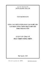 Nâng cao chất lượng đào tạo nghề cho lao động nông thôn thị xã phổ yên tỉnh thái nguyên