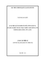 Quan hệ lợi ích kinh tế giữa nông dân và doanh nghiệp trong phát triển cánh đồng lớn ở đồng bằng sông cửu long