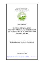 đánh giá hiệu quả một số hoạt động chính của văn phòng đăng ký đất đai huyện hoành bồ tỉnh quảng ninh giai đoạn 2013 2018