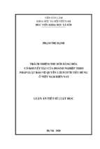 Trách nhiệm thu hồi hàng hóa có khuyết tật của doanh nghiệp theo pháp luật bảo vệ quyền lợi người tiêu dùng ở việt nam hiện nay