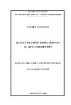 Quản lý nhà nước trong lĩnh vực du lịch tỉnh điện biên