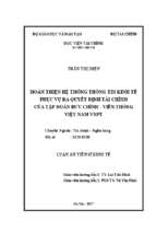 Hoàn thiện hệ thống thông tin kinh tế phục vụ ra quyết định tài chính của tập đoàn bưu chính viễn thông việt nam vnpt