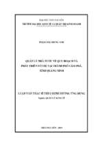 Quản lý nhà nước về quy hoạch và phát triển đô thị tại thành phố cẩm phả tỉnh quảng ninh