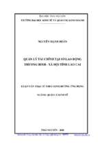 Quản lý tài chính tại sở lao động thương binh xã hội tỉnh lào cai