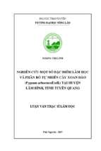 Nghiên cứu một số đặc điểm lâm học và phân bố tự nhiên cây xoan đào pygeum arboreum endl tại huyện lâm bình tỉnh tuyên quang