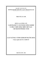 Nâng cao năng lực cạnh tranh của ngân hàng nông nghiệp và phát triển nông thôn việt nam chi nhánh tỉnh bắc ninh