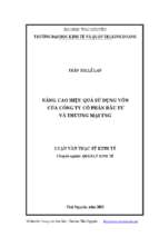 Nâng cao hiệu quả sử dụng vốn của công ty cổ phần đầu tư và thương mại tng