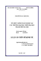 Tổ chức kiểm toán nội bộ tại các trường đại học trên địa bàn thành phố hà nội