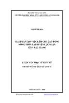 Giải pháp tạo việc làm cho lao động nông thôn tại huyện lục ngạn tỉnh bắc giang