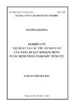 Nghiên cứu tần suất và các yếu tố nguy cơ của tăng áp lực khoang bụng ở các bệnh nhân chăm sóc tích cực