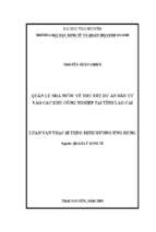 Quản lý nhà nước về thu hút dự án đầu tư vào các khu công nghiệp tại tỉnh lào cai