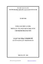 Nâng cao chất lượng nhân lực của ngân hàng nhà nước chi nhánh thái nguyên