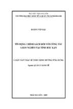 Tín dụng chính sách đối với công tác giảm nghèo tại tỉnh bắc kạn