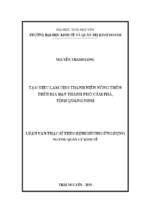 Tạo việc làm cho thanh niên nông thôn trên địa bàn thành phố cẩm phả tỉnh quảng ninh